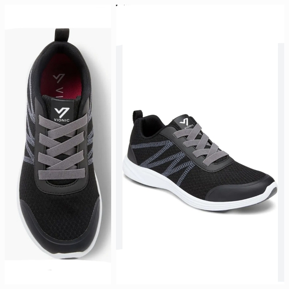 Vionic Shoes - VIONIC SHAY SNEAKERS ELASTIC LACE PULL ON BLACK 9.5 WIDE
